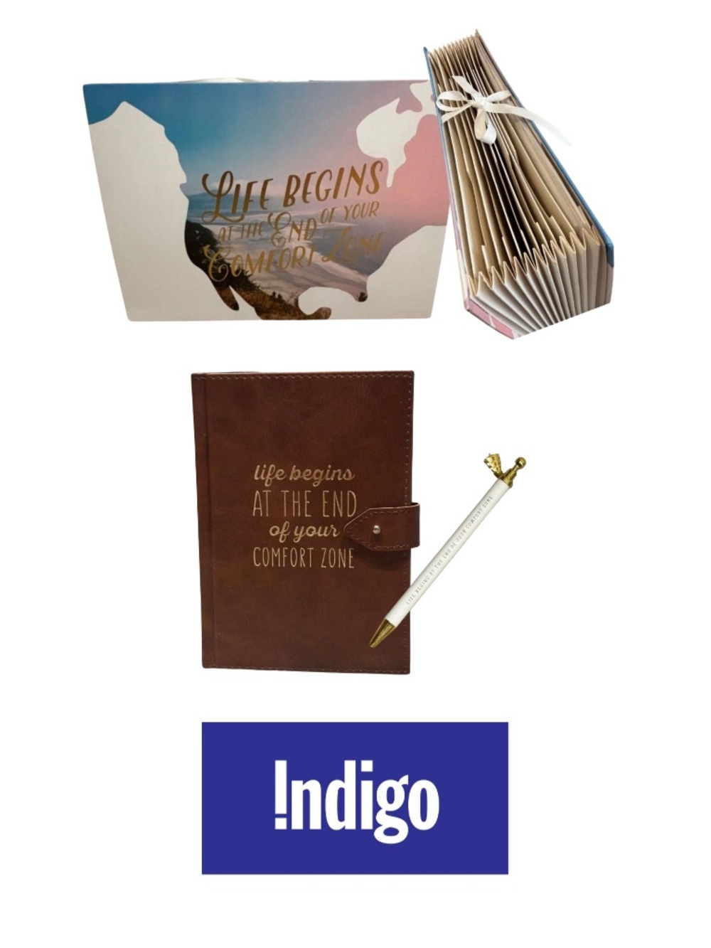 Indigo “Life Begins At The End Of Your Comfort Zone” Stationery Bundle